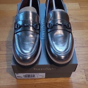 Franco Sarto Metallic Pewter Loafers for Women